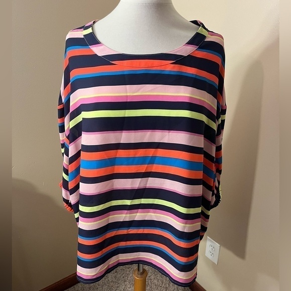 Project RUNWAY Rainbow Striped Top Sz L - Picture 1 of 5